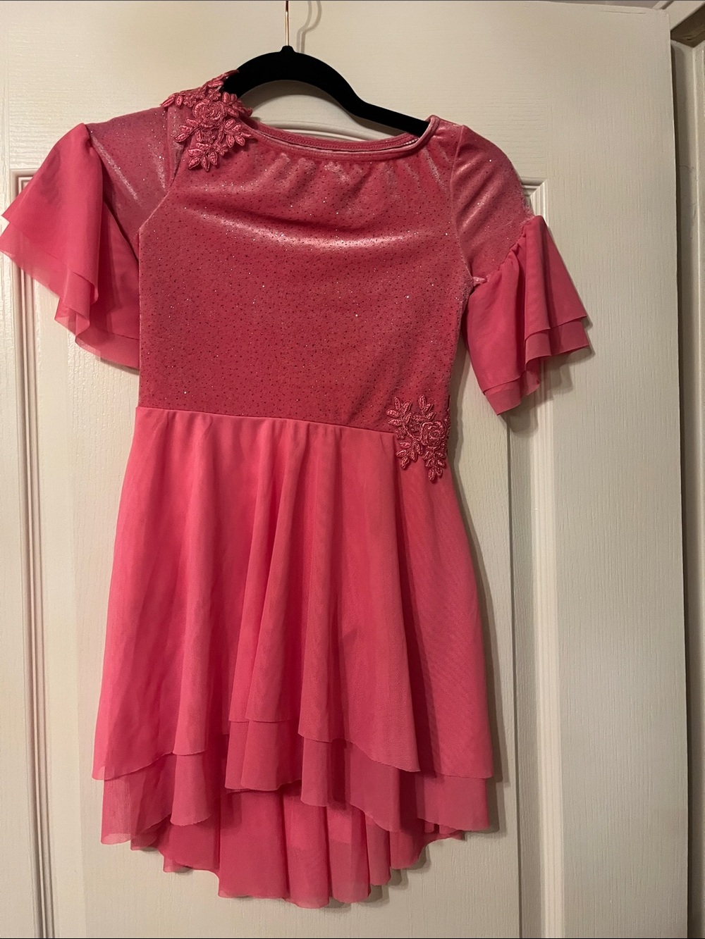 Weissman Lyrical Dance Girls' Pink Sparkle Layered Chiffon Dress